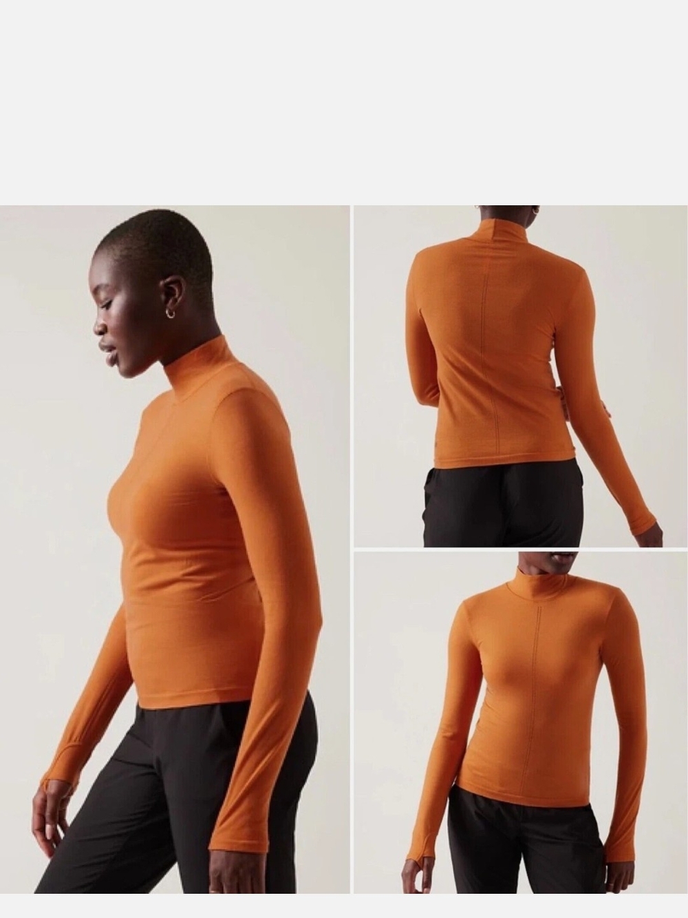 Athleta Ascent Seamless Turtleneck
Size L, Orange